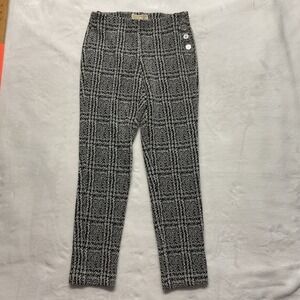 MICHAEL KORS Juniors Plaid Sailor Button Leggings Pants Black White Size S